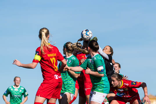 Goalkeeper Adelaide Anne Gay of Klepp compete for the ball