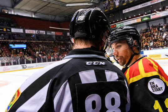 Brynäs Anton Rödin i diskussion med domaren