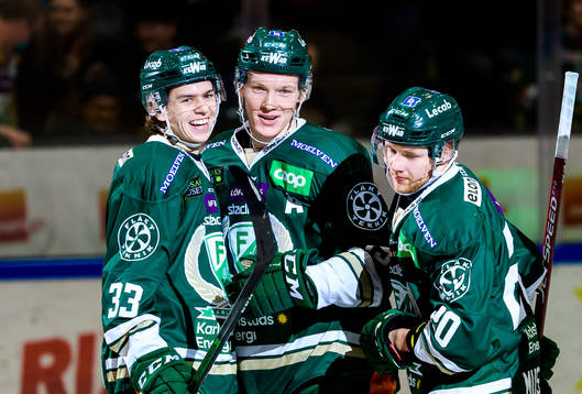 Färjestads Albert Johansson, Gustav Rydahl och Aleksi