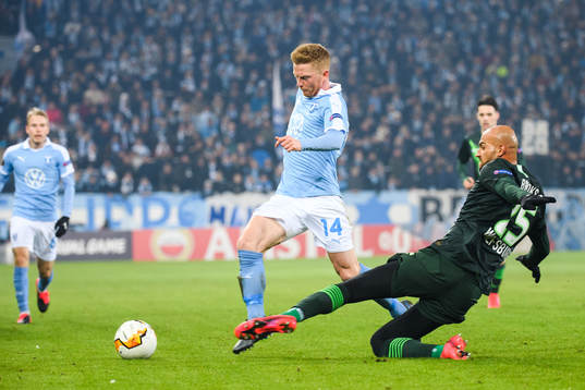 Anders Christiansen of Malmö FF and Jérôme Roussillon of
