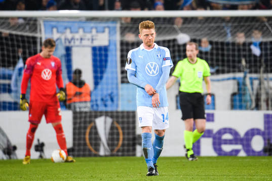Anders Christiansen of Malmö FF looks dejected