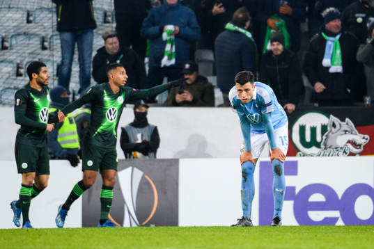 Anel Ahmedhodzic of Malmö FF looks dejected