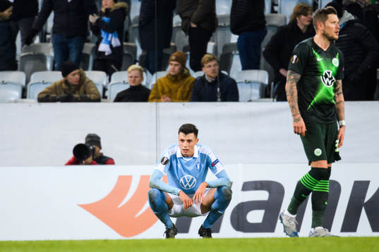 Anel Ahmedhodzic of Malmö FF looks dejected