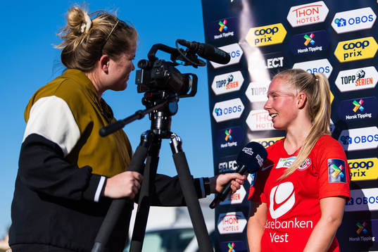 Thea Bjelde of Arna-Bjørnar is interviewed