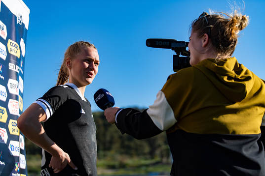 Marit Clausen of Rosenborg is interviewed
