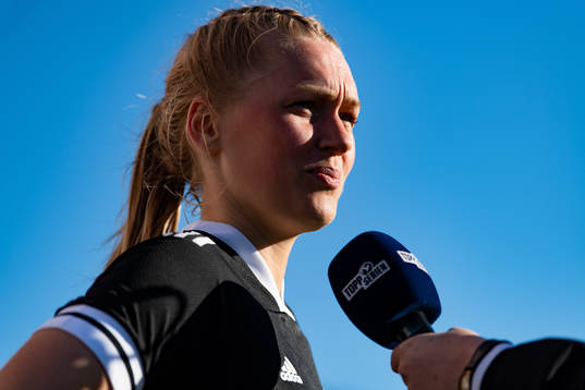 Marit Clausen of Rosenborg is interviewed