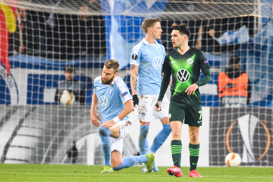Rasmus Bengtsson of Malmö FF looks dejected