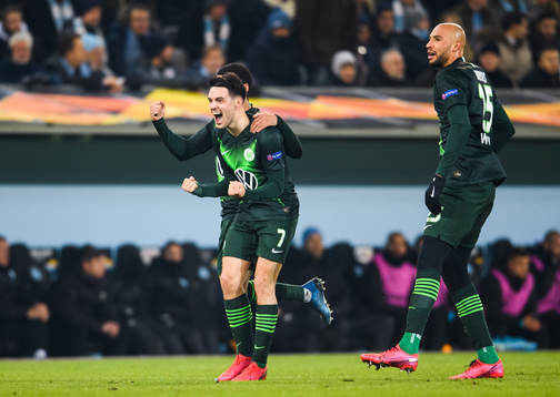 Josip Brekalo of Wolfsburg celebrate the 0-1 goal