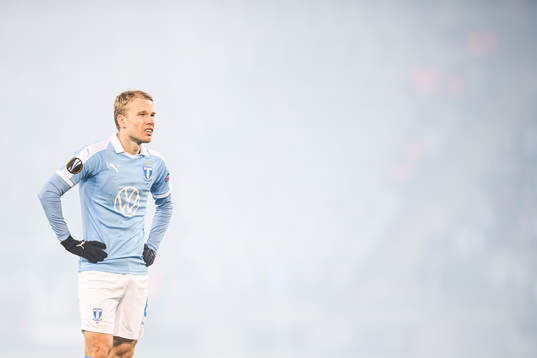 Oscar Lewicki of Malmö FF looks dejected