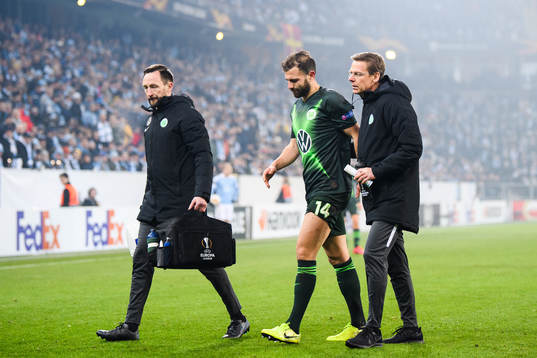 Admir Mehmedi of Wolfsburg in pain