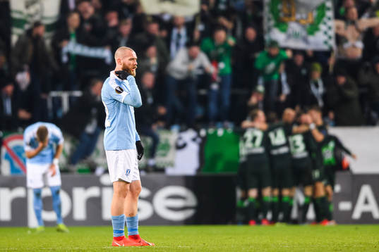 Jo Inge Berget of Malmö FF looks dejected