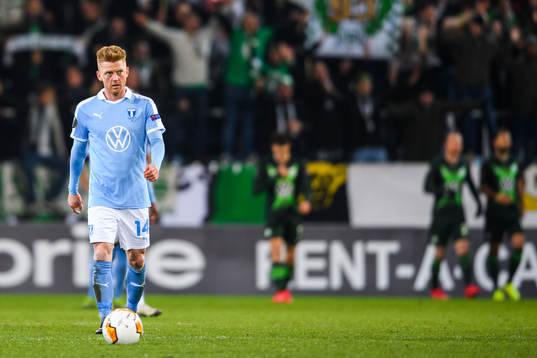 Anders Christiansen of Malmö FF looks dejected