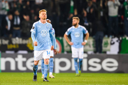 Anders Christiansen of Malmö FF looks dejected