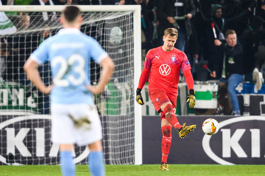 Goalkeeper Johan Dahlin of Malmö FF looks dejected