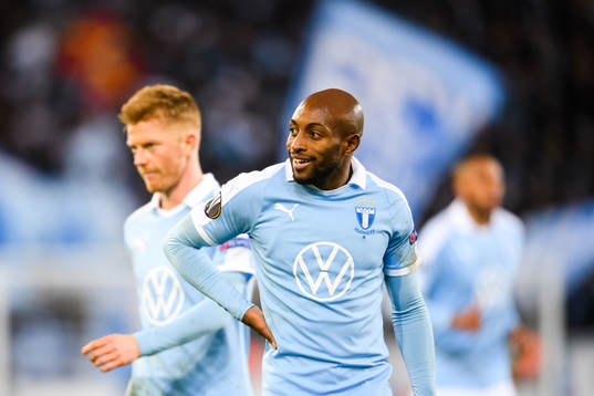 Anders Christiansen and Fouad Bachirou of Malmö FF look