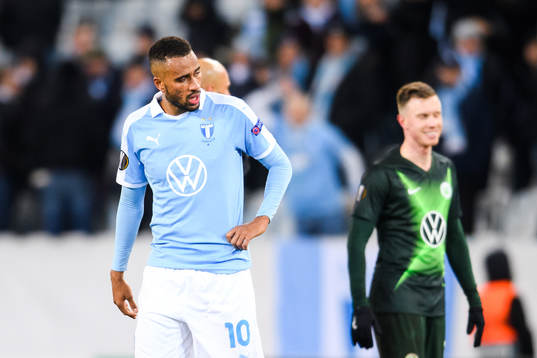 Isaac Kiese Thelin of Malmö FF looks dejected
