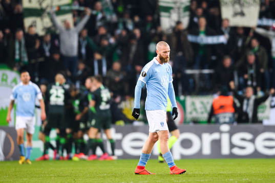 Jo Inge Berget of Malmö FF looks dejected