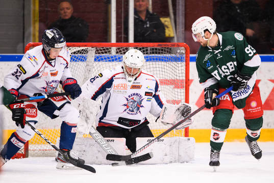 Halmstads målvakt Anton Malmborg och Väsbys Andreas Maier