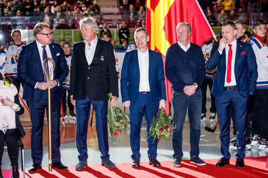Patrik Sylvegård, Percy Nilsson, Håkan Loob, och Timo