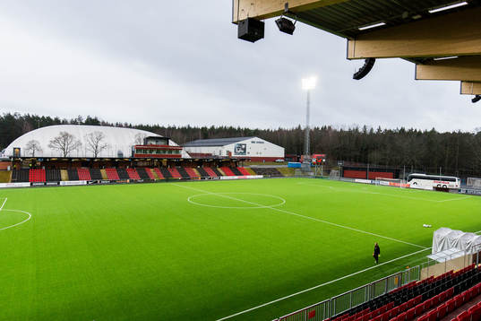 Grimsta IP innan fotbollsmatchen i Svenska Cupen mellan