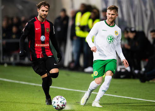 Brommapojkarnas Simon Helg och Hammarbys Dennis Widgren