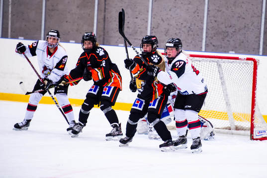 Spelare framför Malmö Redhawks mål