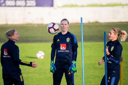 Jonna Andersson, goalkeeper Hedvig Lindahl and goalkeeper