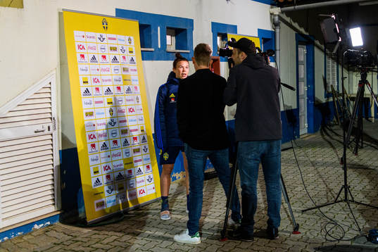 Jessica Samuelsson is interviewed by the media