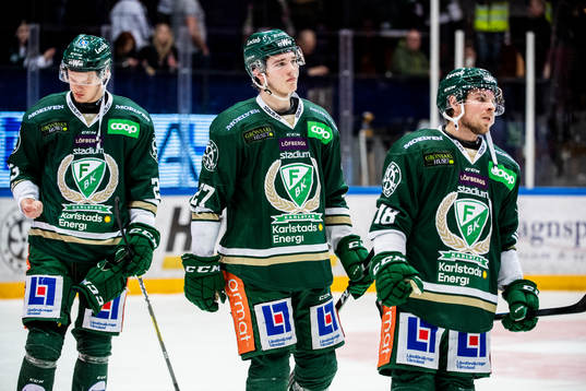 Färjestads Albin Eriksson, Oskar Bäck och Emil Forslund