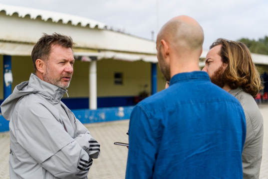 Peter Gerhardsson, head coach is interviewed by the media