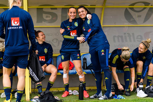 Kosovare Asllani and goalkeeper Zecira Musovic