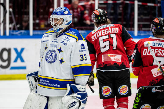 Leksands målvakt Axel Brage deppar