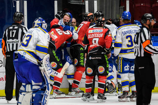 Leksands Daniel Gunnarsson och Malmö Redhawks Lars