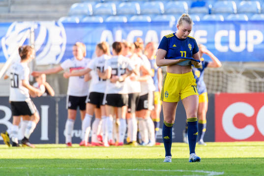 Stina Blackstenius of Sweden looks dejected
