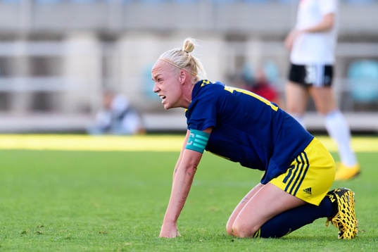 Caroline Seger of Sweden looks dejected