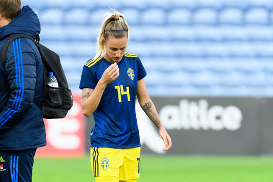Nathalie Björn of Sweden looks dejected