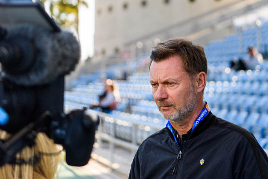Peter Gerhardsson, head coach of Sweden is interviewed