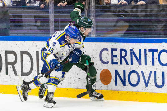 Leksands Patrik Zackrisson och Färjestads Sebastian Erixon