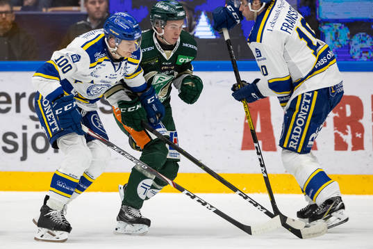 Leksands Martin Karlsson och Färjestads Oscar Lawner och