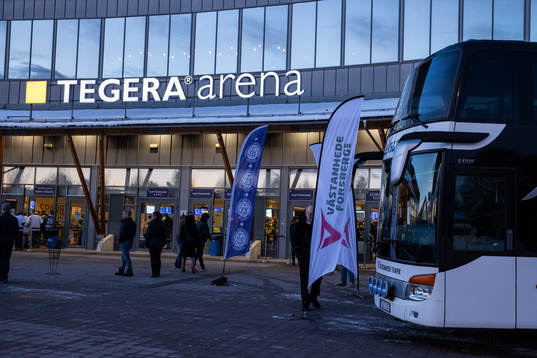 Tegera Arena innan ishockeymatchen i SHL mellan Leksand och