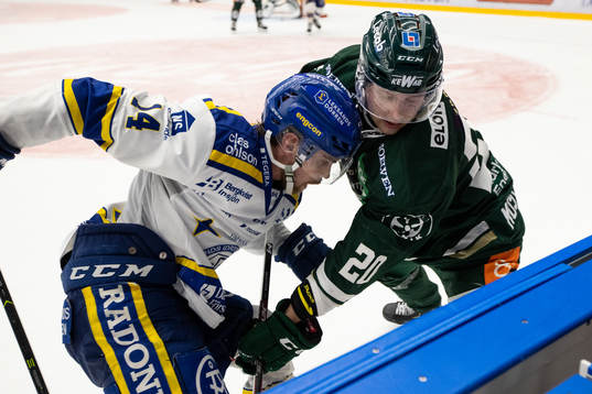 Leksands Oskar Lang och Färjestads Aleksi Mustonen
