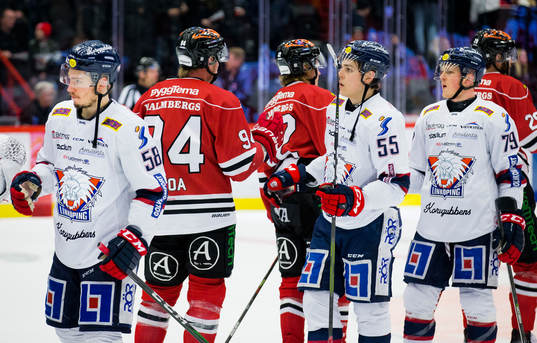 Spelarna tackar varandra med handskarna på