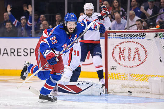 New York Rangers Mika Zibanejad celebrates