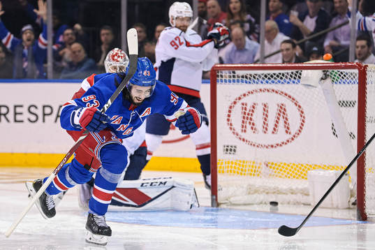 New York Rangers Mika Zibanejad celebrates