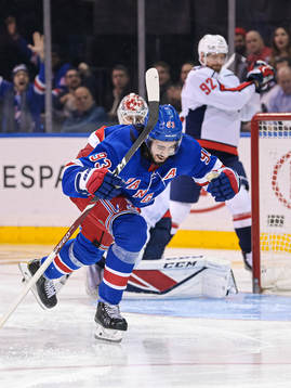 New York Rangers Mika Zibanejad celebrates