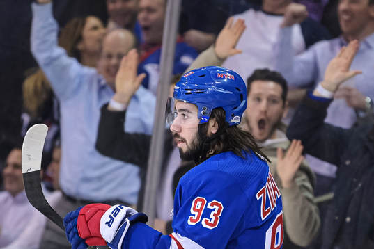 New York Rangers Mika Zibanejad celebrates