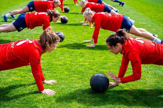 Maren Mjelde and Ingrid Moe Wold of the Norwegian women’s