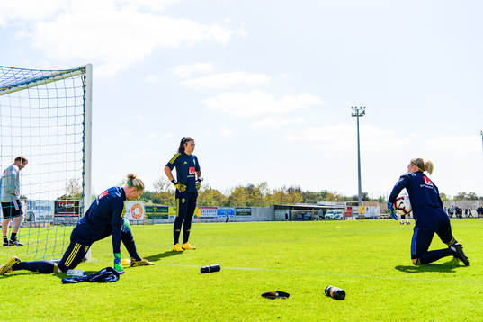 Goalkeeper Jennifer Falk, goalkeeper Zecira Musovic and