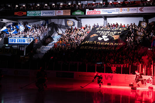 Brynäs och Leksands  publiken innan ishockeymatchen i SHL
