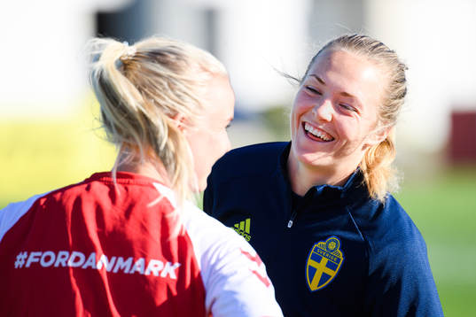 Magdalena Eriksson of Sweden and Pernille Harder of Denmark
